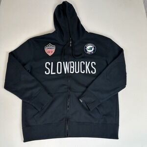 Vintage Slowbucks Hoodie Sweater Embroidered Black‎ Sweatshirt Full Zip Mens XL